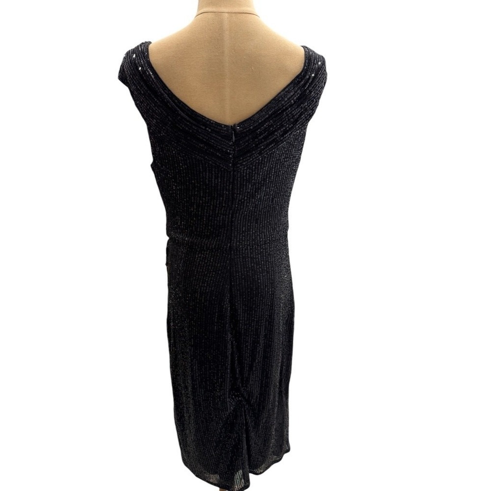 "JASAMBAC" Black Sequins Dress,Asymmetrical Hem, Sleeveless, Scoop Neck,Goth, - Picture 4 of 15